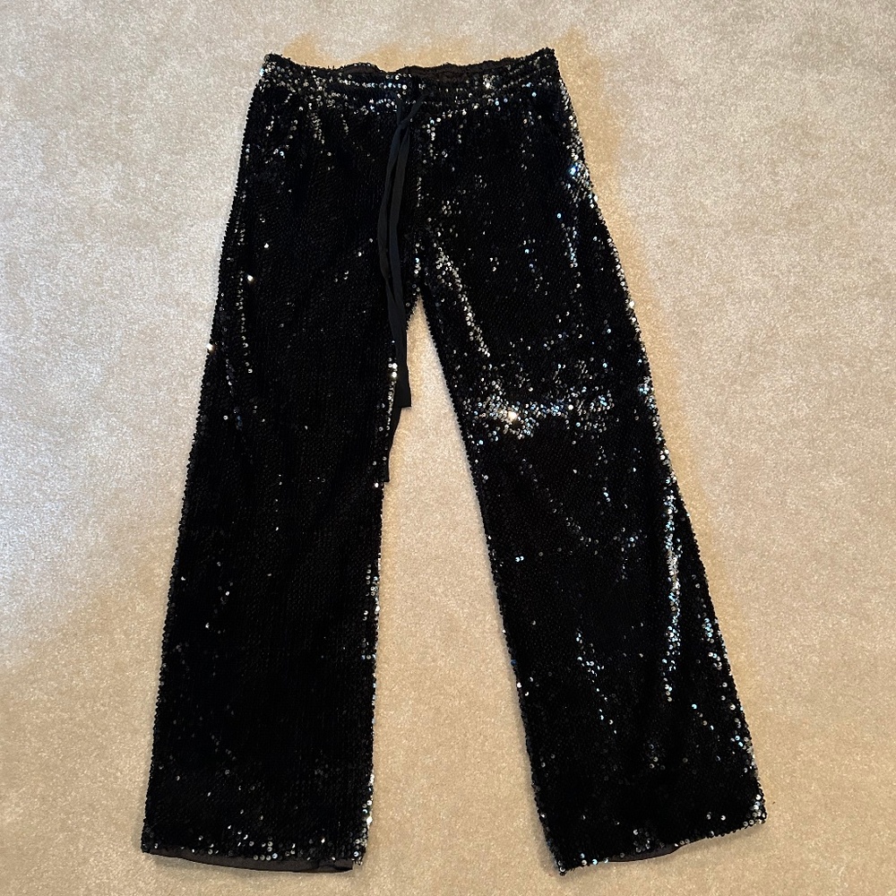 Milly XS Black Sequin Pants